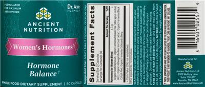 Photo of the Ancient Nutrition Women's Hormones label