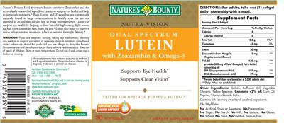 Photo of the Nature's Bounty Dual Spectrum Lutein with Zeaxanthin & Omega-3 label