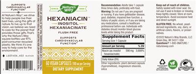 Photo of the Nature's Way HexaNiacin label