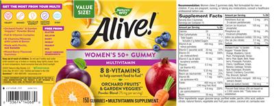 Photo of the Nature's Way Alive! Women's 50+ Gummy Multivitamin label