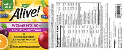Photo of the Nature's Way Alive! Women's 50+ Complete Multivitamin label