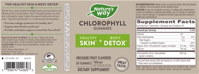 Photo of the Nature's Way Chlorophyll Gummies 100 mg Orchard Fruit Flavored label