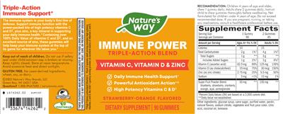 Photo of the Nature's Way Immune Power Gummies Strawberry-Orange Flavored label