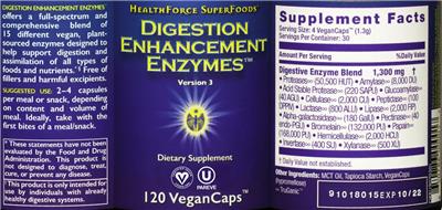 Photo of the HealthForce SuperFoods Digestion Enhancement Enzymes label