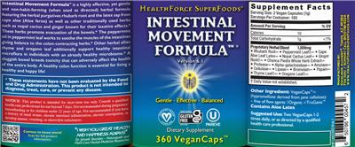 Photo of the HealthForce SuperFoods Intestinal Movement Formula label