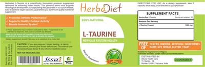 Photo of the Herbadiet L-Taurine label