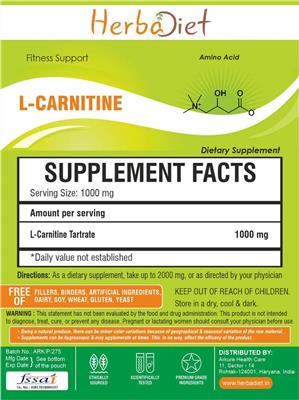 Photo of the Herbadiet L-Carnitine Powder label