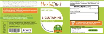 Photo of the Herbadiet L-Glutamine label