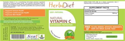 Photo of the Herbadiet Natural Vitamin C label