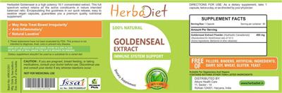 Photo of the Herbadiet Goldenseal Extract label