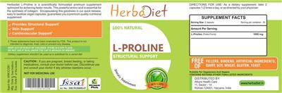 Photo of the Herbadiet L-Proline label