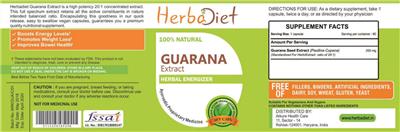 Photo of the Herbadiet Guarana Extract label