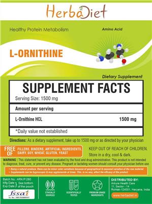 Photo of the Herbadiet L-Ornithine Powder label