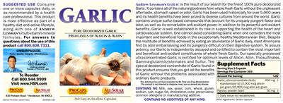 Photo of the ProCaps Laboratories Garlic label