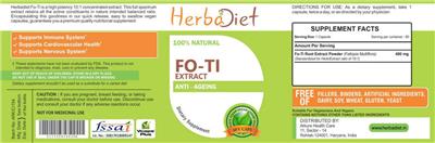 Photo of the Herbadiet Fo-Ti Extract label