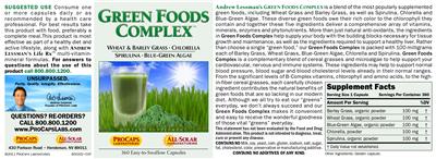 Photo of the ProCaps Laboratories Green Foods Complex label