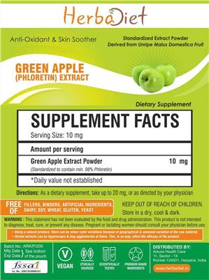 Photo of the Herbadiet Green Apple (Phloretin) Extract Powder label
