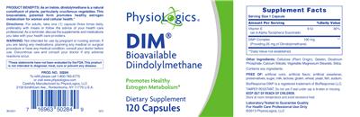 Photo of the PhysioLogics DIM Bioavailable Diindolylmethane label