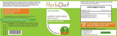 Photo of the Herbadiet Horny Goat Weed with Maca label