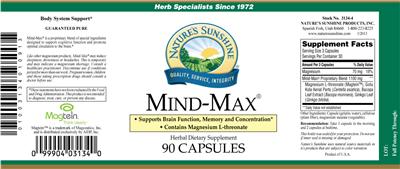 Photo of the Nature's Sunshine Mind-Max label