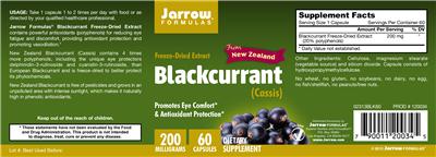 Photo of the Jarrow Formulas Blackcurrant Freeze-Dried Extract 200 mg label