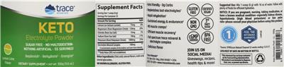 Photo of the Trace Minerals Keto Electrolyte Powder Lemon Lime Flavor label