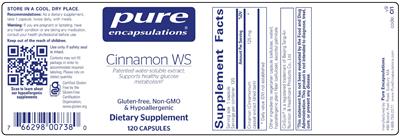 Photo of the Pure Encapsulations Cinnamon WS label