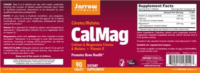 Photo of the Jarrow Formulas CalMag Citrates/Malates label