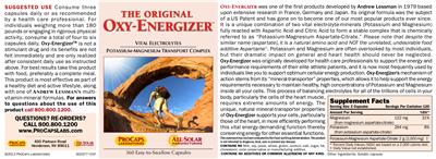 Photo of the ProCaps Laboratories The Original Oxy-Energizer label