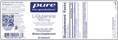 Photo of the Pure Encapsulations L-Glutamine 500 mg label