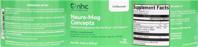 Photo of the NHC Natural Healthy Concepts Neuro-Mag Concepts Unflavored label