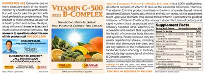 Photo of the ProCaps Laboratories Vitamin C-500 Plus B-Complex label