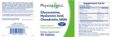 Photo of the PhysioLogics Glucosamine, Hyaluronic Acid, Chondroitin, MSM label