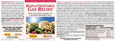 Photo of the ProCaps Laboratories Bean & Vegetable Gas Relief label