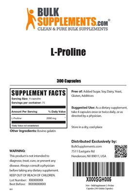 Photo of the BulkSupplements.com L-Proline label