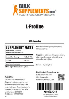 Photo of the BulkSupplements.com L-Proline label