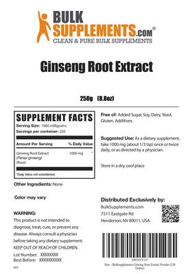 Photo of the BulkSupplements.com Ginseng Root Extract label