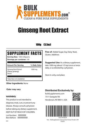 Photo of the BulkSupplements.com Ginseng Root Extract label