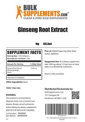 Photo of the BulkSupplements.com Ginseng Root Extract label