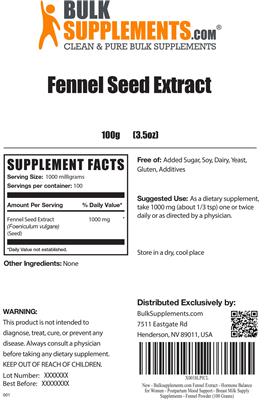 Photo of the BulkSupplements.com Fennel Seed Extract label
