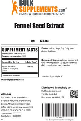 Photo of the BulkSupplements.com Fennel Seed Extract label