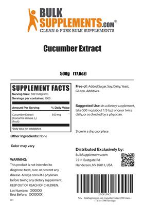 Photo of the BulkSupplements.com Cucumber Extract label