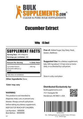 Photo of the BulkSupplements.com Cucumber Extract label