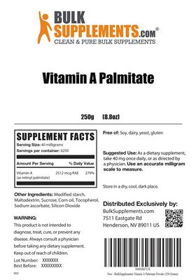 Photo of the BulkSupplements.com Vitamin A Palmitate label