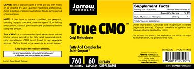 Photo of the Jarrow Formulas True CMO 760 mg label