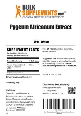 Photo of the BulkSupplements.com Pygeum Africanum Extract label