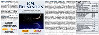 Photo of the ProCaps Laboratories P.M. Relaxation label