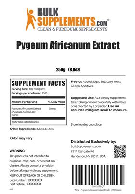 Photo of the BulkSupplements.com Pygeum Africanum Extract label