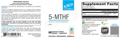 Photo of the XYMOGEN 5-MTHF label