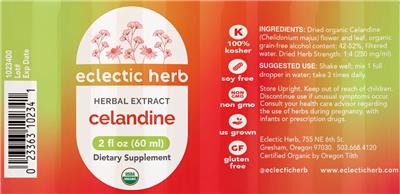 Photo of the Eclectic Herb Celandine Grain-Free Alcohol label